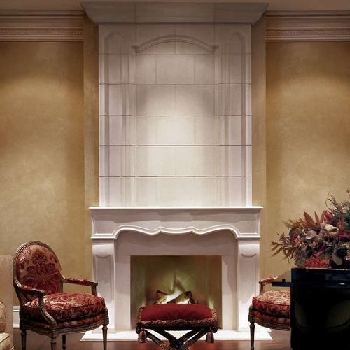 Современный портал для камина - FRENCH PROVINCIAL – OVERMANTEL - Tartaruga Design Inc - из камня / белый