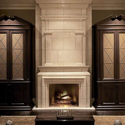 Классический портал для камина - MEREWORTH – OVERMANTEL - Tartaruga Design Inc - из камня / белый