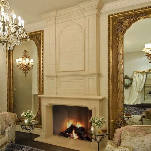 Классический портал для камина - TRIZAY – SECONDARY PEDIMENT/OVERMANTEL - Tartaruga Design Inc - из камня / белый
