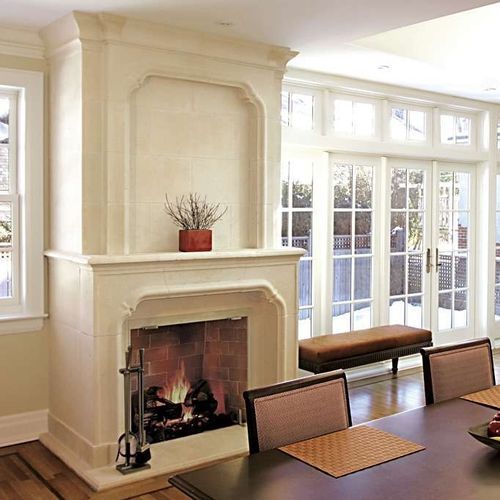 Классическая облицовка камина - VALBONNE  - Tartaruga Design Inc - из камня / белая