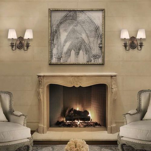 Облицовка камина стиль Людовик XIV - VERSAILLES  - Tartaruga Design Inc - из камня / белая