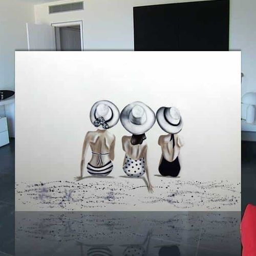Акриловая декоративная картина - MUJERES PLAYA AZUL MARINO - OHORIGINAL BUSINESS SL - смешанного типа / расписанная вручную / фигуративный стиль