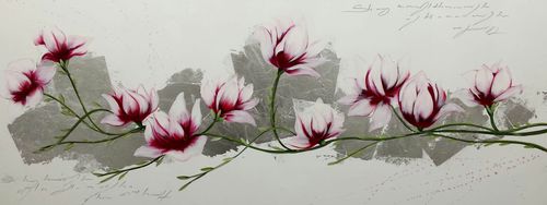 Акриловая декоративная картина - MAGNOLIA 1 - OHORIGINAL BUSINESS SL - смешанного типа / расписанная вручную / с цветочным мотивом