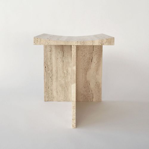 Табурет минималистский дизайн - Thebes - Roman Travertine - Pistore Marmi - из мрамора / с основанием из мрамора / T-образное основание