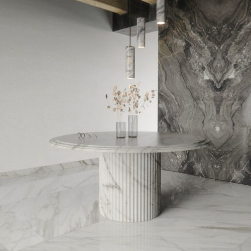 Современный обеденный стол - AURA - Pistore Marmi - из мрамора / с основанием из мрамора / круглый