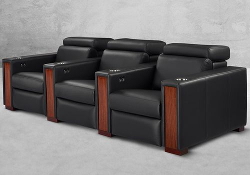 Кресло для кинотеатра из кожи - SHELBY - KARLSSON SEATING LTD. - для бытового использования / черное / с охлаждающим держателем для стаканчика