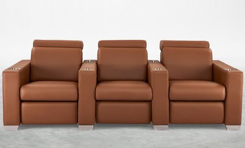 Кресло для кинотеатра из кожи - LUSSO - KARLSSON SEATING LTD. - для бытового использования / коричневое / с охлаждающим держателем для стаканчика