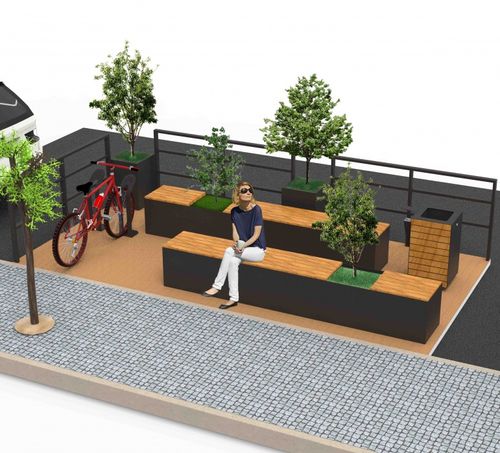Парклет со встроенной кадкой для садовых растений - Veco Urban Design