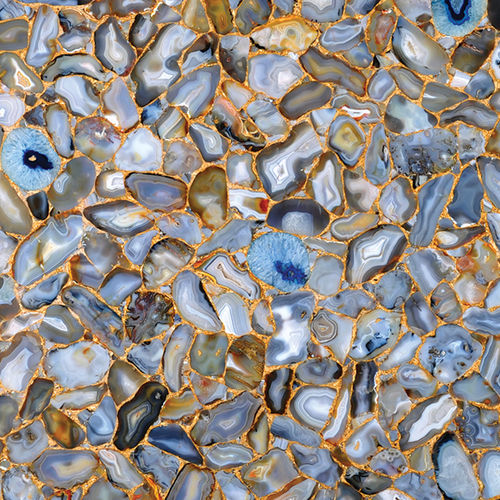 Плита из камня из кварца - AGATE BLUE DIAMOND - Fiorantina Stone - для внутренней компоновки / полированная / серая