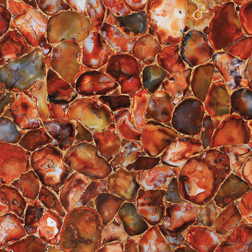 Плита из камня из кварца - AGATE RED CEZANNE - Fiorantina Stone - для внутренней компоновки / полированная / красная