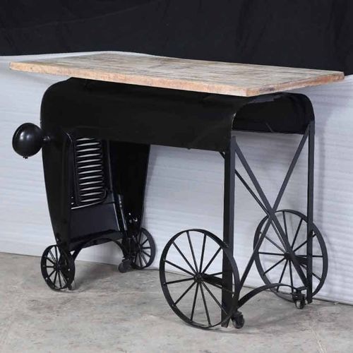 Стол-консоль винтаж - TRACTOR  - GrandDécor - из дерева / с основанием из металла / прямоугольный