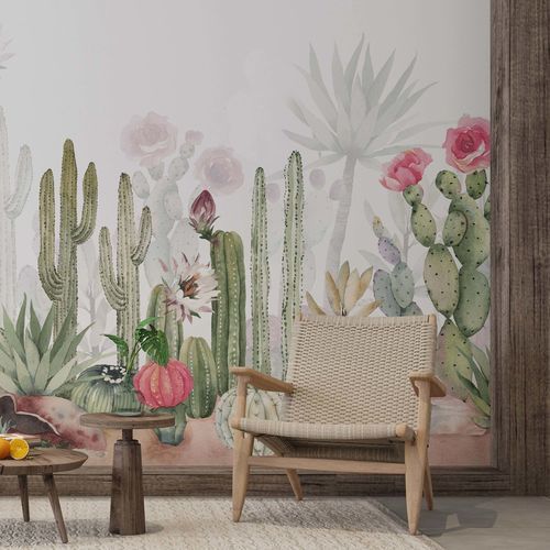 Современный обои - JARDIN DE CACTUS - Kam et Leon - из нетканых материалов / виниловый / природный мотив