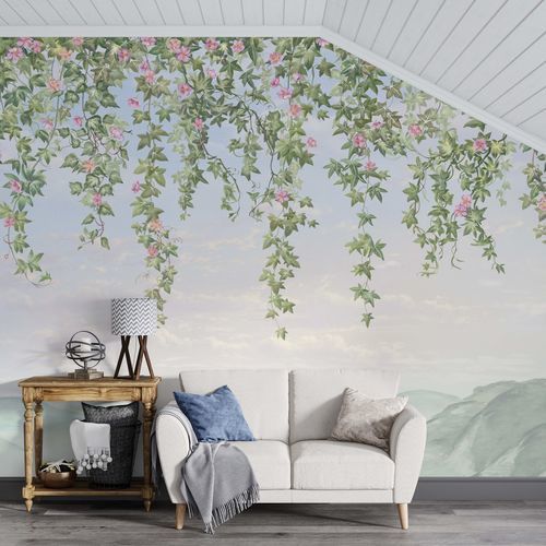Современный обои - JARDIN SUSPENDU - Kam et Leon - из нетканых материалов / виниловый / в цветочек