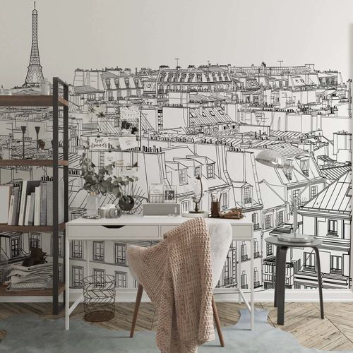 Стилизованный обои - VUE SUR PARIS - Kam et Leon - из нетканых материалов / виниловый / из ПВХ