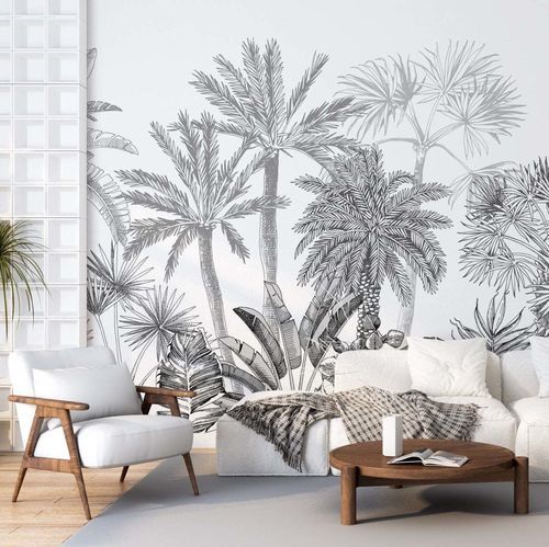 Обои минималистский дизайн - FOR&Ecirc;T TROPICALE - Kam et Leon - из нетканых материалов / виниловый / рисунок с животными