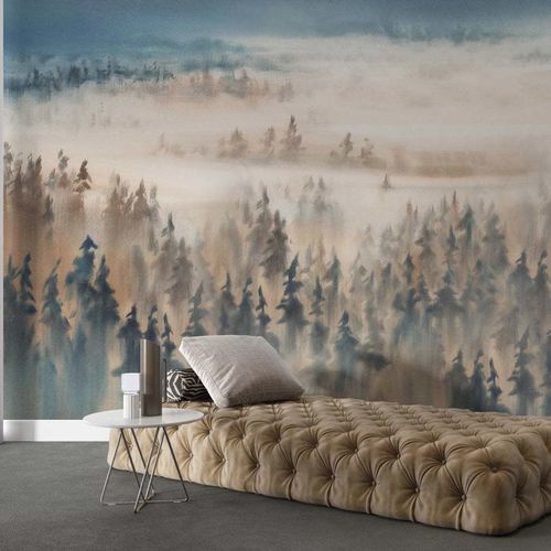 Обои биофильный дизайн - FORÊT BRUMEUSE ENCHANTÉE - Kam et Leon - из нетканых материалов / виниловый / природный мотив