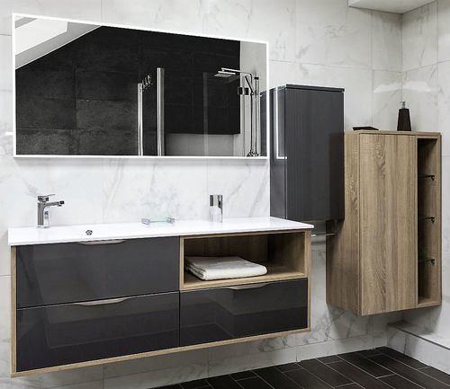 Подвесная тумба под умывальник - FUTURA : ANTHRACITE MÉTALLISÉ BARDOLINO GRIS - PYRAM INDUSTRIES - из дуба / из акрила / современная