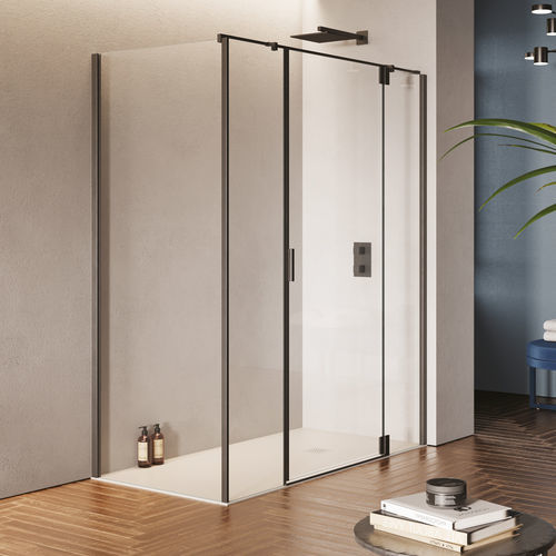 Створчатая перегородка для душа - HINGED DOOR WITH TWO INLINE FIXED PANELS + FIXED PANEL B3250 - SAMO - прямоугольная / угловая / из закаленного стекла