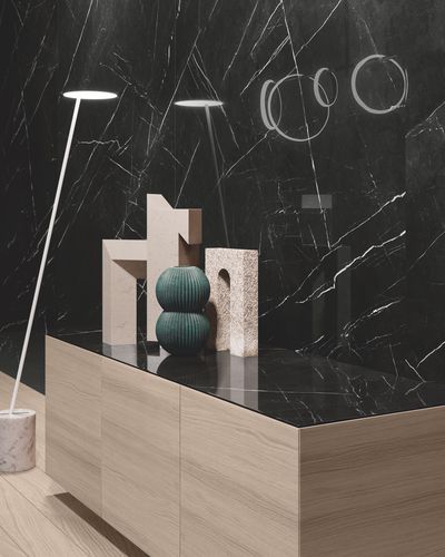 Декоративная панель для настила - SMOOTH FULL-HEIGHT PANELLING MARBLE GLASS EFFECT - GAROFOLI - для мебели / настенная / для внутренней компоновки
