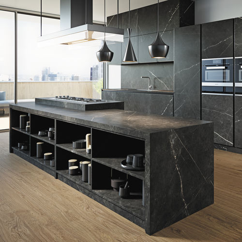 Рабочая поверхность из керамогранита - COVERLAM TOP PALADIO - GRESPANIA CERAMICA - для наружного применения / черная / матовая отделка