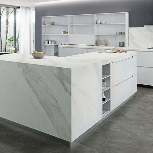 Рабочая поверхность из керамогранита - COVERLAM TOP CALACATA - GRESPANIA CERAMICA - для наружного применения / белая / матовая отделка