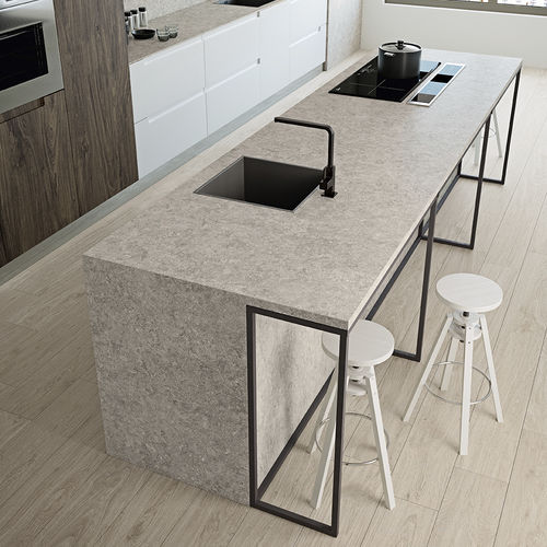 Рабочая поверхность из керамогранита - COVERLAM TOP BLUE STONE - GRESPANIA CERAMICA - серая / черная / матовая отделка