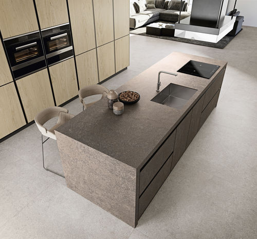Рабочая поверхность из керамогранита - COVERLAM TOP PORFIDO - GRESPANIA CERAMICA - для наружного применения / песочная / коричневая