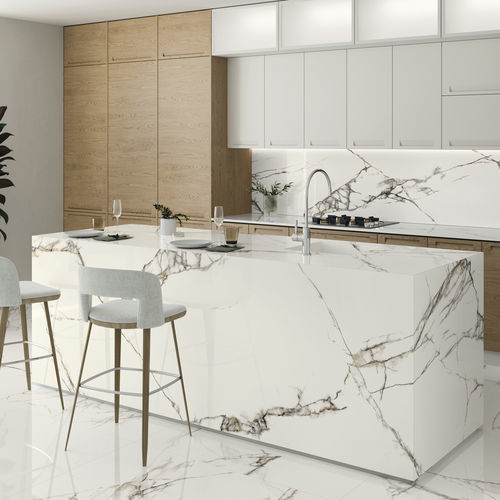 Рабочая поверхность из керамогранита - COVERLAM TOP ICEBERG - GRESPANIA CERAMICA - для кухни / белая / матовая отделка