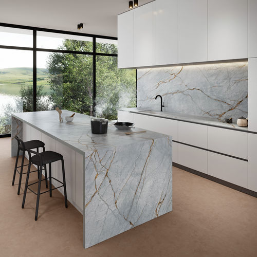 Рабочая поверхность из керамогранита - COVERLAM TOP BLUE ROMA - GRESPANIA CERAMICA - для профессионального использования / для наружного применения / серая
