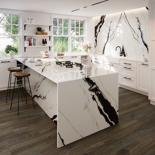 Рабочая поверхность из керамогранита - COVERLAM TOP PANDA - GRESPANIA CERAMICA - для наружного применения / белая / глянцевая