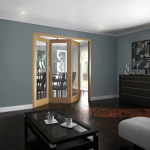 Дверь для интерьера - ROOM FOLD : SHAKER 1 LIGHT CLEAR - JELD-WEN - из белого дуба / раздвижная и складываемая / складная