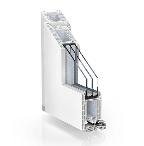 Дверной профиль из ПВХ - 76 RESIDENTIAL DOOR OUTWARD OPENING - KÖMMERLING - из стали / для обеспечения безопасности / с термовкладышем