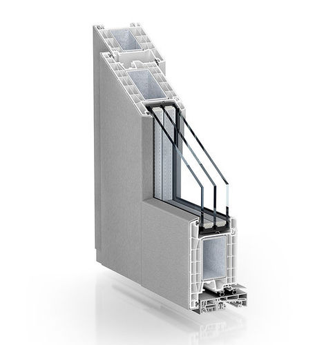 Дверной профиль из ПВХ - 76 RESIDENTIAL DOOR ALUCLIP OUTWARD OPENING - KÖMMERLING - из алюминия / для обеспечения безопасности / с термовкладышем