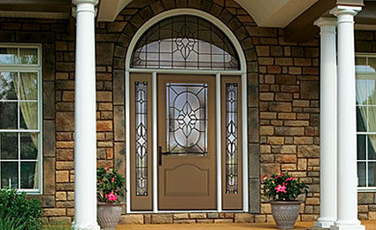 Входная дверь - CLASSIC-CRAFT® CANVAS - THERMA-TRU DOORS - из стекловолокна / створчатая / полузастекленная