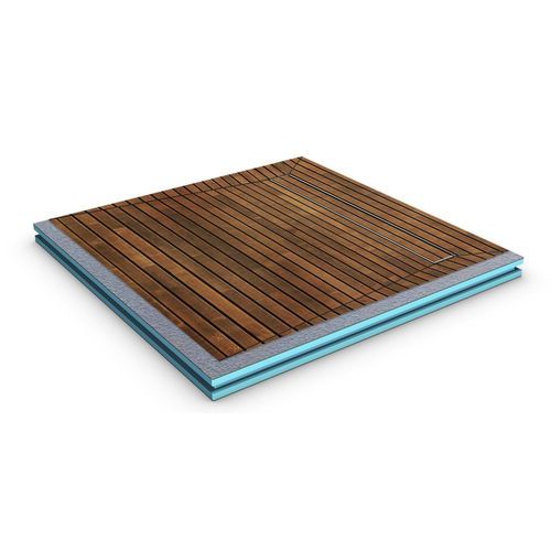 Квадратный душевой поддон - LINE BOARD NATURE - STADUR PRODUKTIONS GMBH & CO KG - встраиваемый / из тикового дерева / из нержавеющей стали
