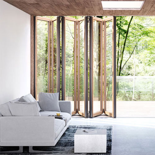 Панорамное окно сложенное «гармошкой» - WOODLINE - SOLARLUX - из дерева / из алюминия / с двойным остеклением