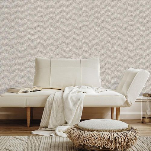 Современный обои - HERRINGBONE WARM - Marston & Langinger - с рисунком / имитация ткани / белый