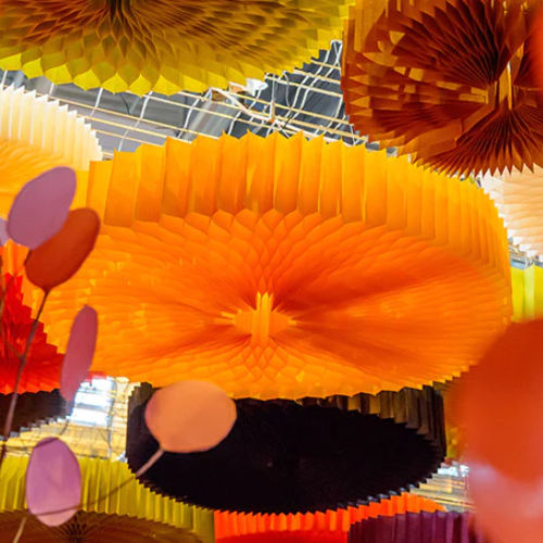 Современный потолочный светильник - DAISY HONEYCOMB - PROCÉDÉS CHÉNEL INTERNATIONAL - круглый / из бумаги / LED