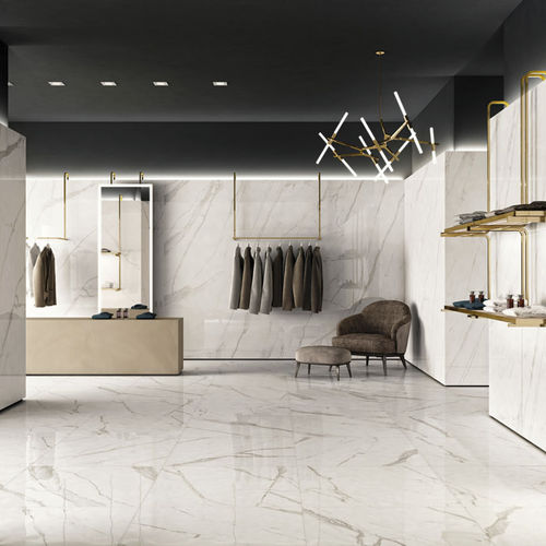 Плитка из керамогранита - TRILOGY 0.3 : CALACATTA WHITE - Panaria ceramica - полированная / блестящая / для интерьера