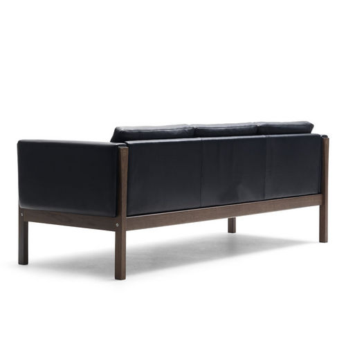 Современный диван - CH163 - Carl Hansen & Son - из кожи / черный / Hans J. Wegner