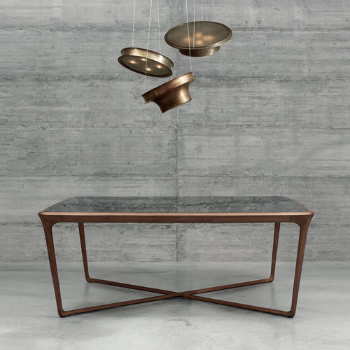 Современный стол - OBI  - CECCOTTI COLLEZIONI - из фанеры / из стекла / с основанием из американского ореха