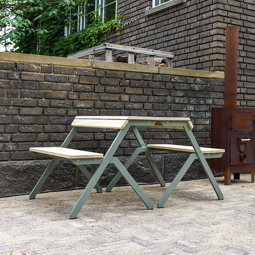 Современный комплект стол-лавки - THE TABLEBENCH - dutchtub - из лиственницы / из гальванизированной стали / из стали, покрытой порошком