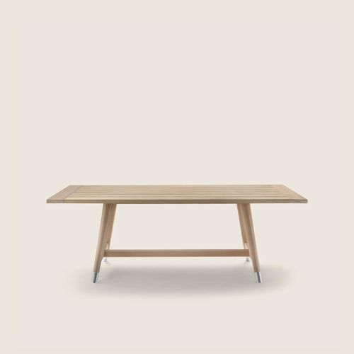 Современный обеденный стол - DESCO OUTDOOR - FLEXFORM - из ироко / из камня / с основанием из ироко