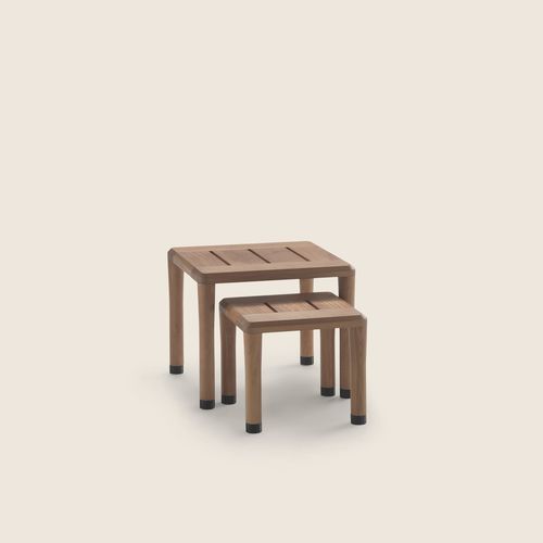 Современный журнальный столик - KOBO OUTDOOR - FLEXFORM - из ироко / с основанием из ироко / прямоугольный
