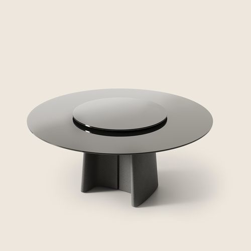 Современный журнальный столик - TARA - FLEXFORM - из фанерованной древесины / с основанием из фибробетона / круглый