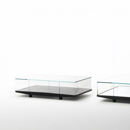 Современный журнальный столик - COLLECTOR  - GLAS ITALIA - из стекла / прямоугольный / со встроенным ящиком