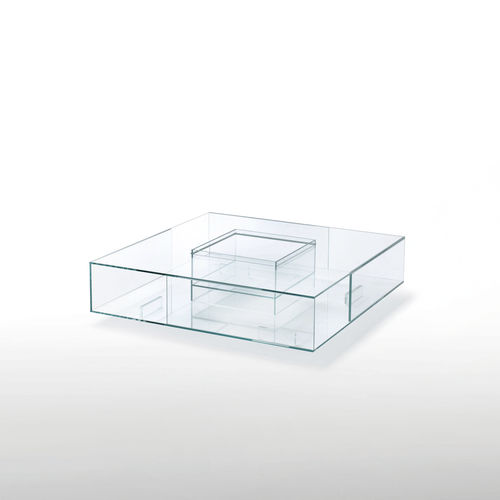 Современный журнальный столик - SEASONS  - GLAS ITALIA - из стекла / квадратный / с кадкой для садовых растений