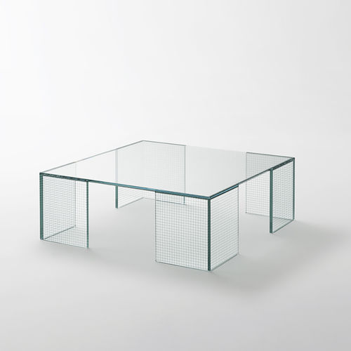 Современный журнальный столик - GRID - GLAS ITALIA - из стекла / прямоугольный / квадратный
