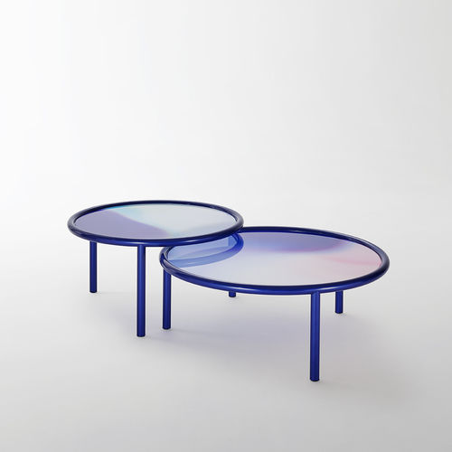 Современный стол - L.A. SUNSET - GLAS ITALIA - из окрашенного металла / с основанием из железа / круглый