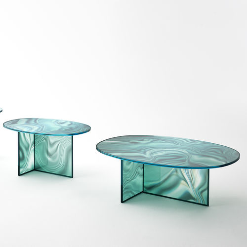 Современный журнальный столик - LIQUEFY  - GLAS ITALIA - из кристалла / прямоугольный / круглый